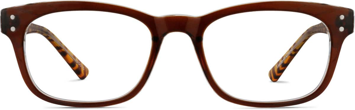 Front view of Rectangle Glasses 125015 in Maroon