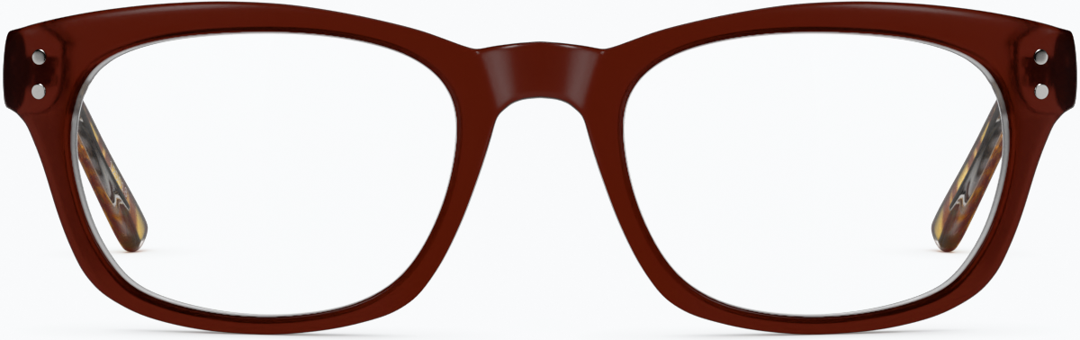 Front view of Rectangle Glasses 125015 in Maroon thumbnail