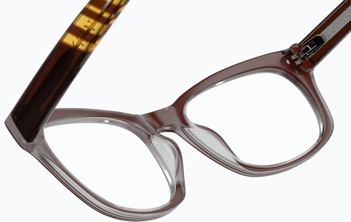 See-through view of Rectangle Glasses 125015 in Maroon thumbnail
