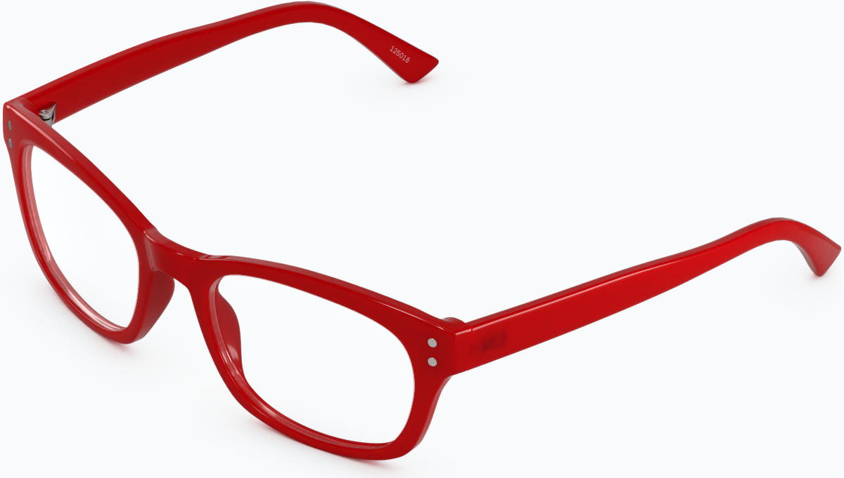 Angle view of Rectangle Glasses 125018 in Red thumbnail