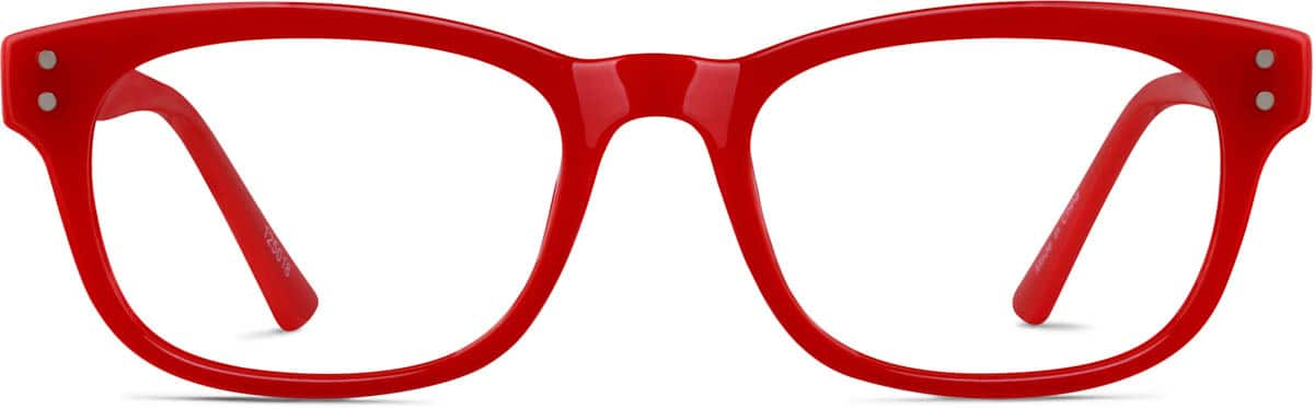 Front view of Rectangle Glasses 125018 in Red