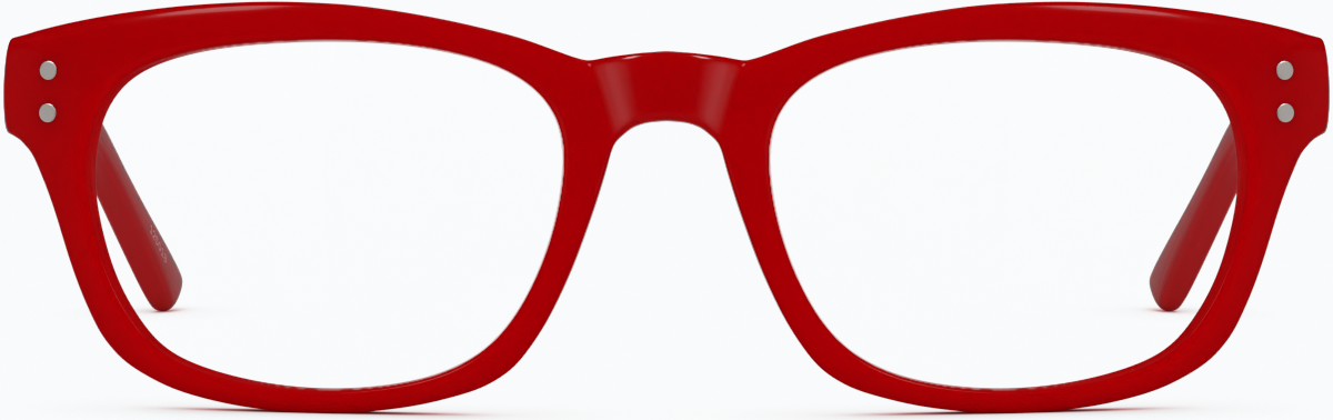 Front view of Rectangle Glasses 125018 in Red thumbnail