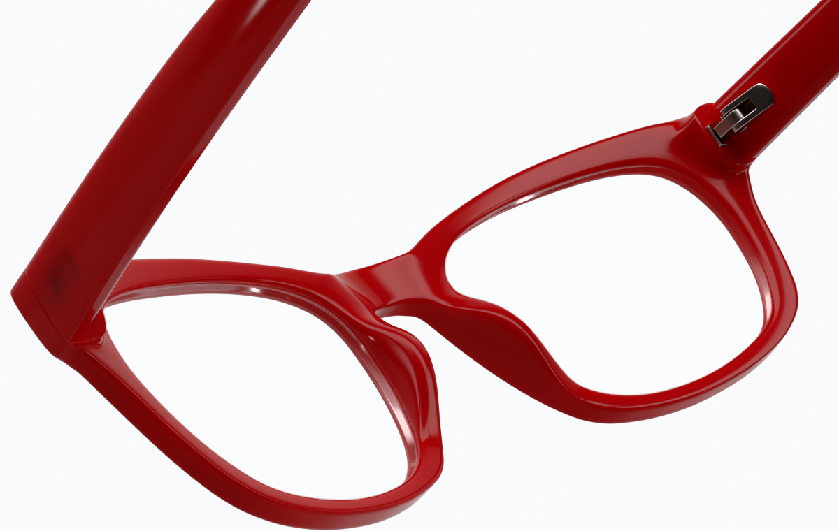 See-through view of Rectangle Glasses 125018 in Red thumbnail