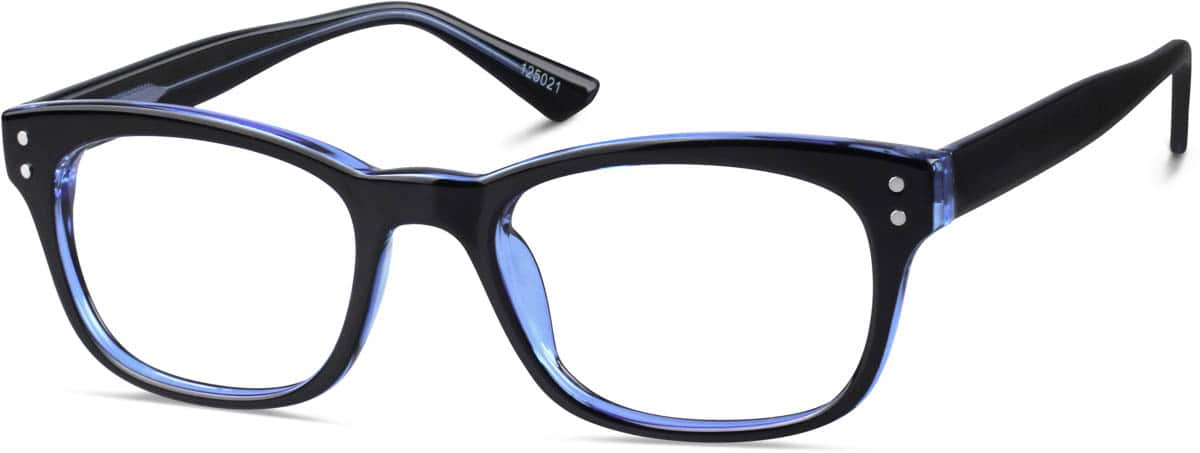 Angle view of Rectangle Glasses 125021 in Black