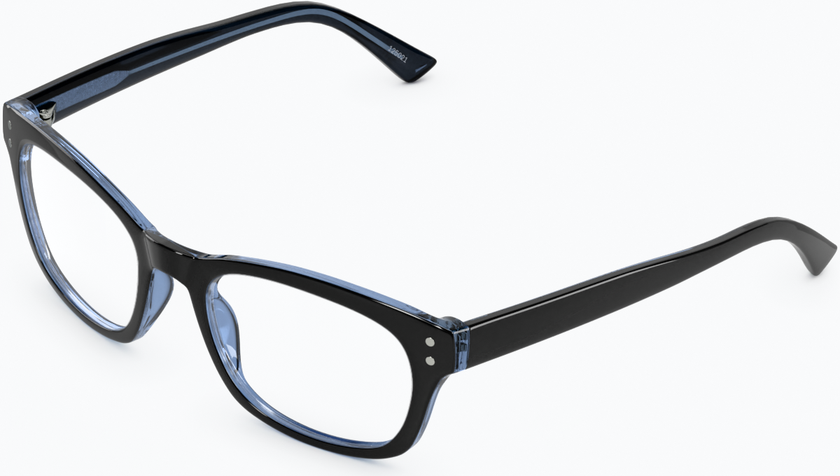 Angle view of Rectangle Glasses 125021 in Black/Blue thumbnail