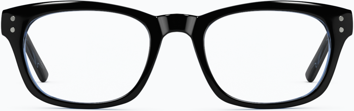 Front view of Rectangle Glasses 125021 in Black/Blue thumbnail