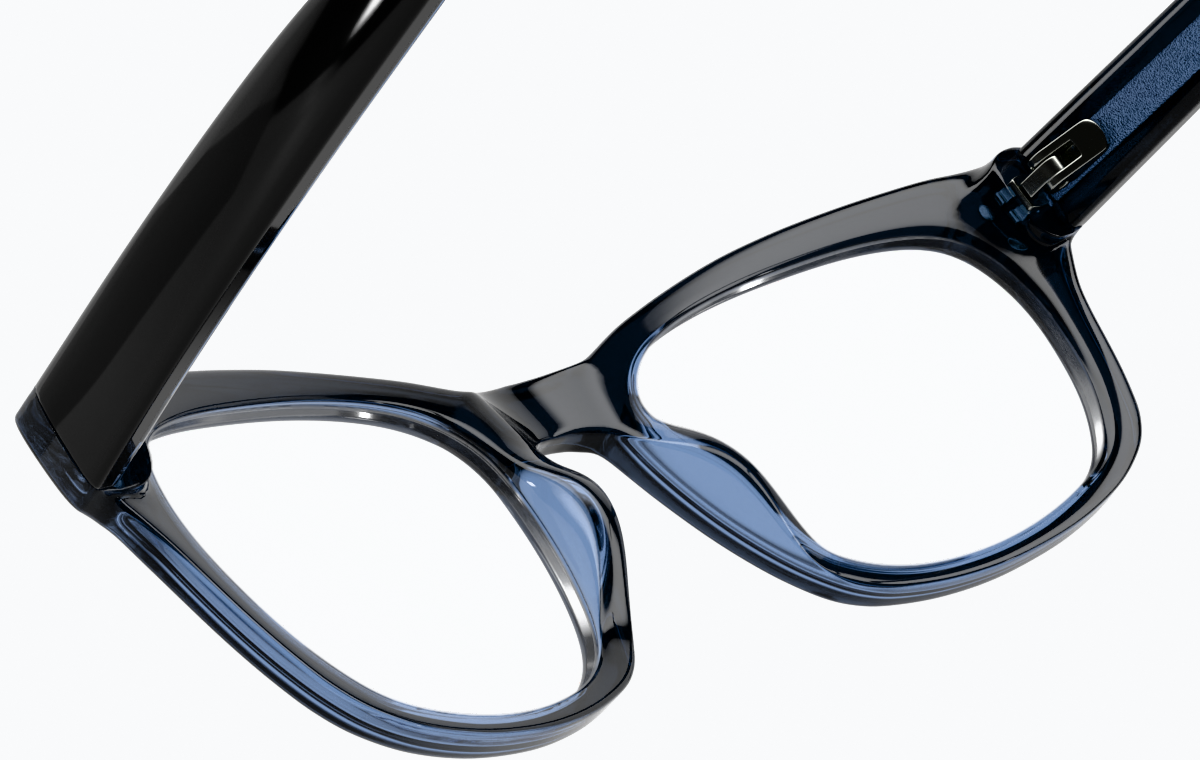 See-through view of Rectangle Glasses 125021 in Black/Blue thumbnail