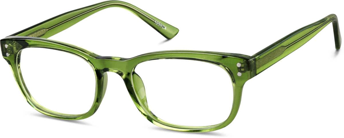 Zenni Rectangle Glasses Green Plastic Frame Full Rim Universal Bridge Fit Custom Engraving