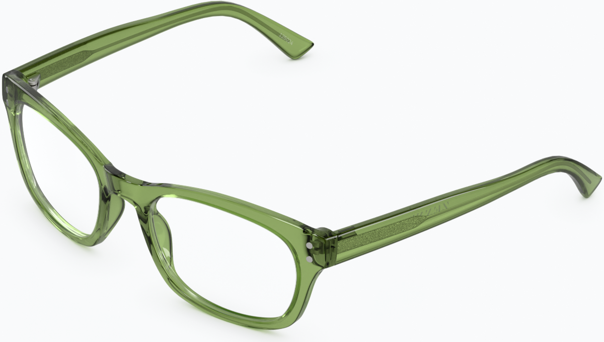 Angle view of Rectangle Glasses 125024 in Green thumbnail