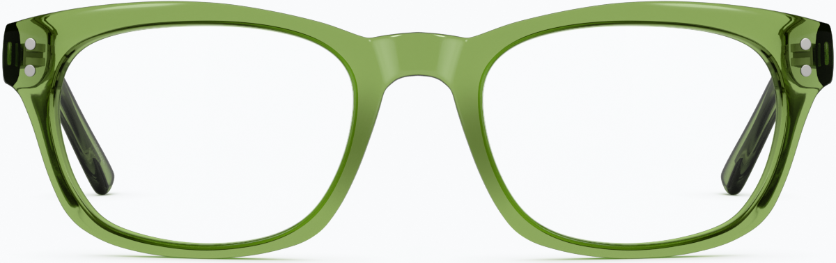 Front view of Rectangle Glasses 125024 in Green thumbnail