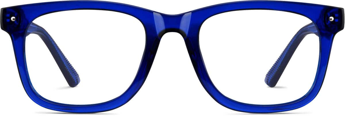 1pc Square Shape Blue Frame Plain Glasses With Rivets Decor Women's  Eyeglasses Frames For Everyday Use, Anti-blue Light