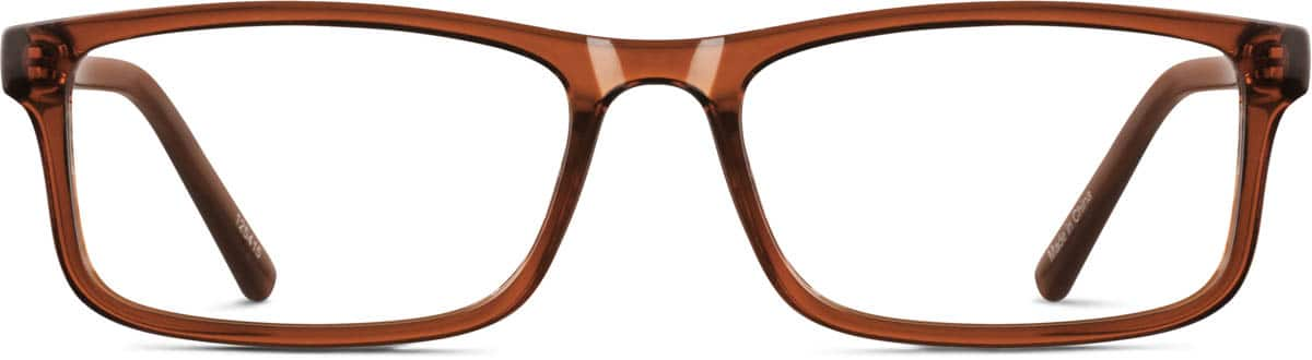 Front view of Rectangle Glasses 125415 in Brown