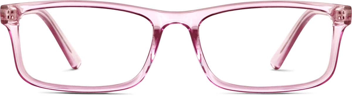 Front view of Rectangle Glasses 125417 in Pink