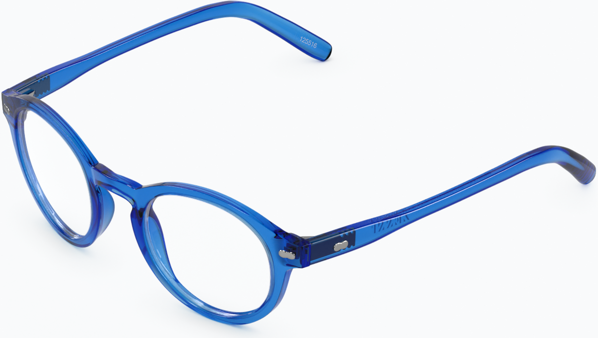Angle view of Round Glasses 125516 in Blue thumbnail