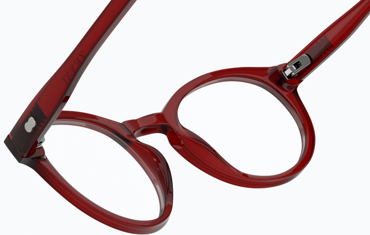 See-through view of Round Glasses 125518 in Red thumbnail
