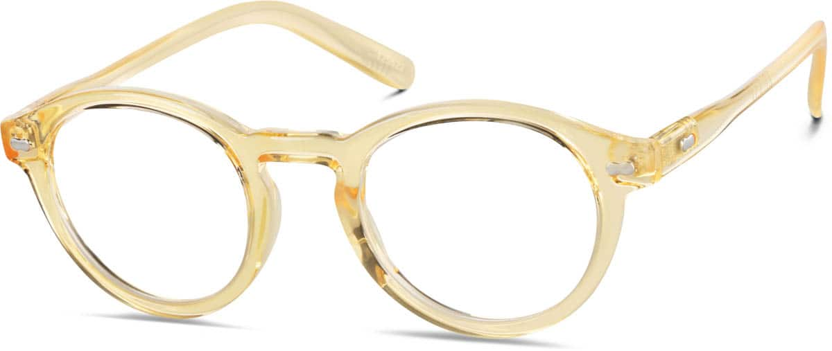 Angle view of Round Glasses 125522 in Yellow