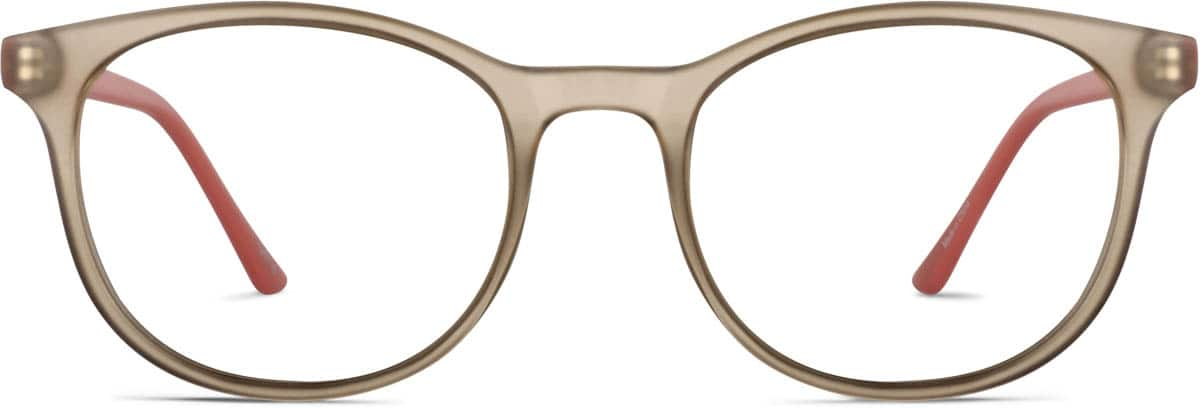 Front view of Round Glasses 125715 in Latte