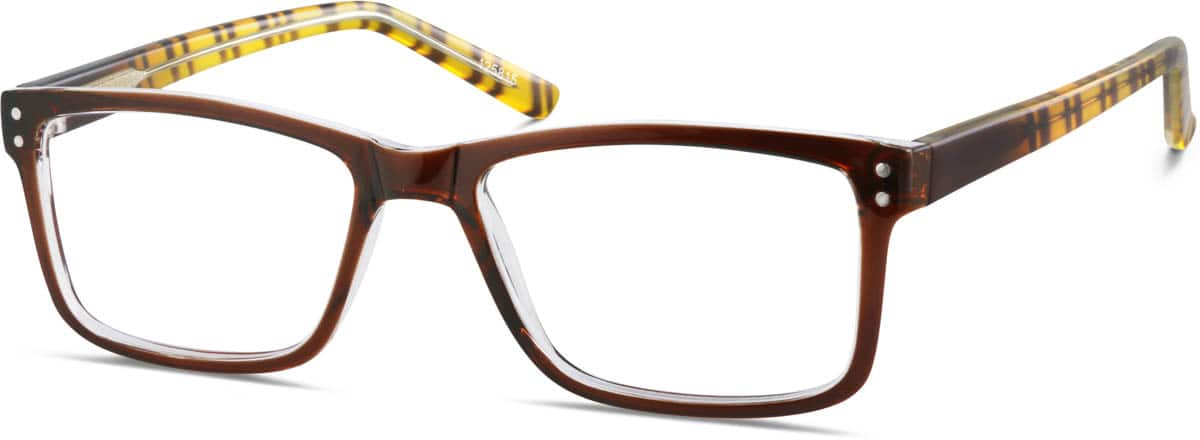 Angle view of Rectangle Glasses 125815 in Brown