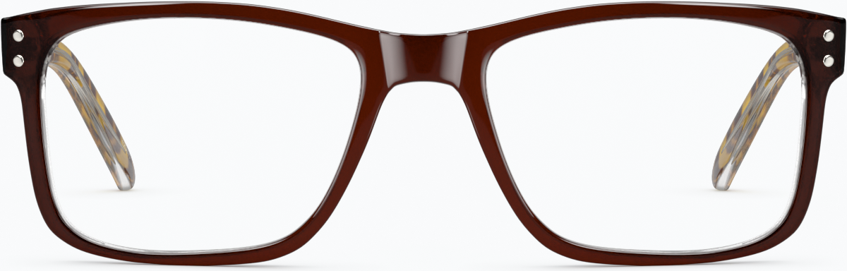 Front view of Rectangle Glasses 125815 in Brown thumbnail