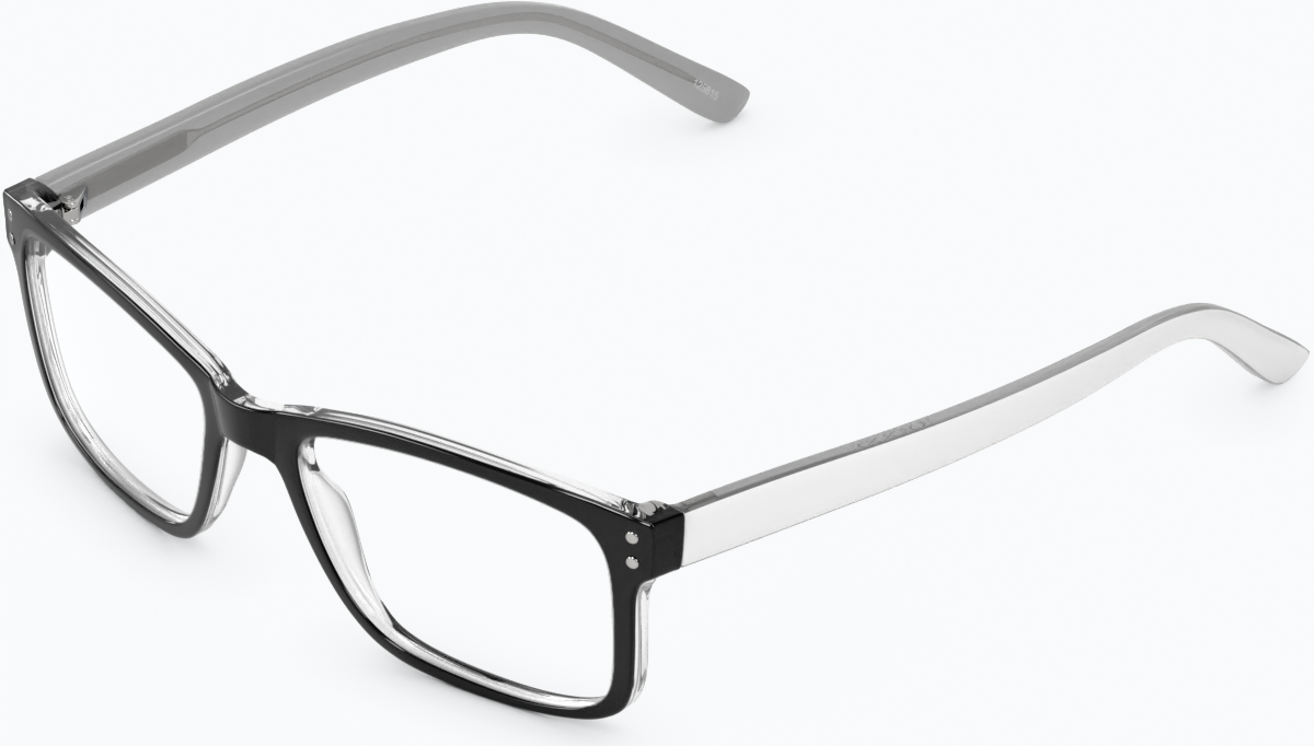Angle view of Rectangle Glasses 125821 in Black/White thumbnail