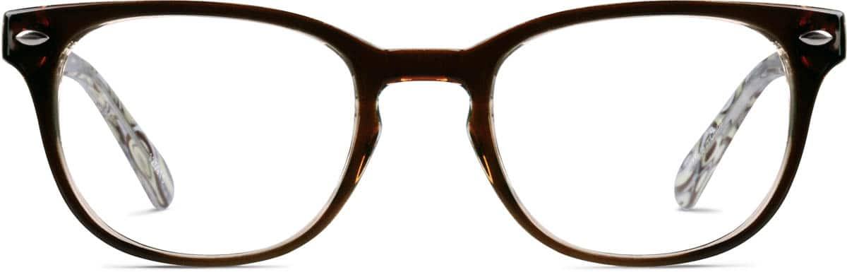 Front view of Oval Glasses 125915 in Brown