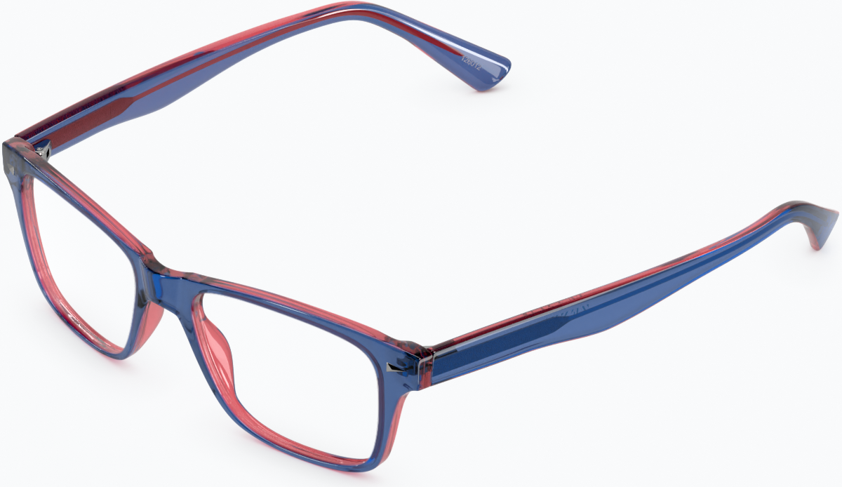 Angle view of Rectangle Glasses 126016 in Blue/Pink thumbnail