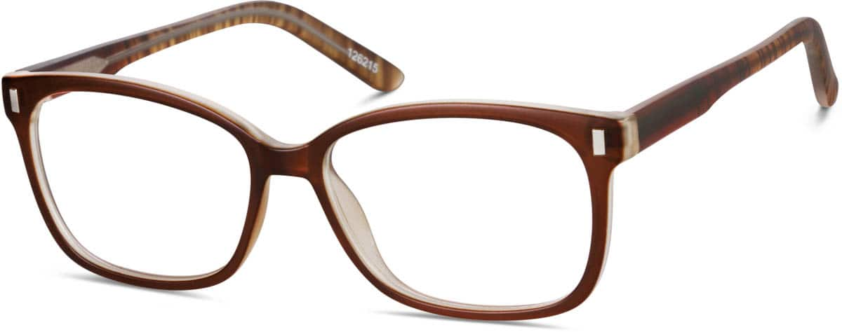 Angle view of Square Glasses 126215 in Brown