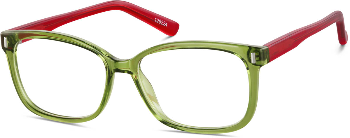 Zenni Square Prescription Glasses Green Tortoiseshell Plastic Full Rim Frame
