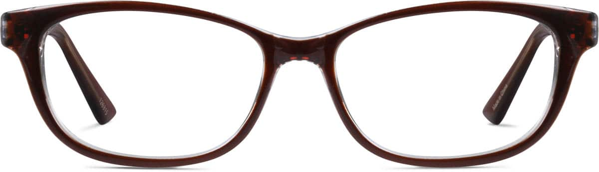 Front view of Oval Glasses 126315 in Brown