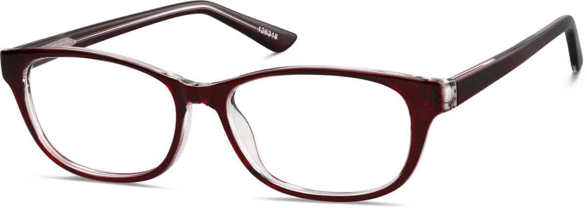 Angle view of Oval Glasses 126318 in Red