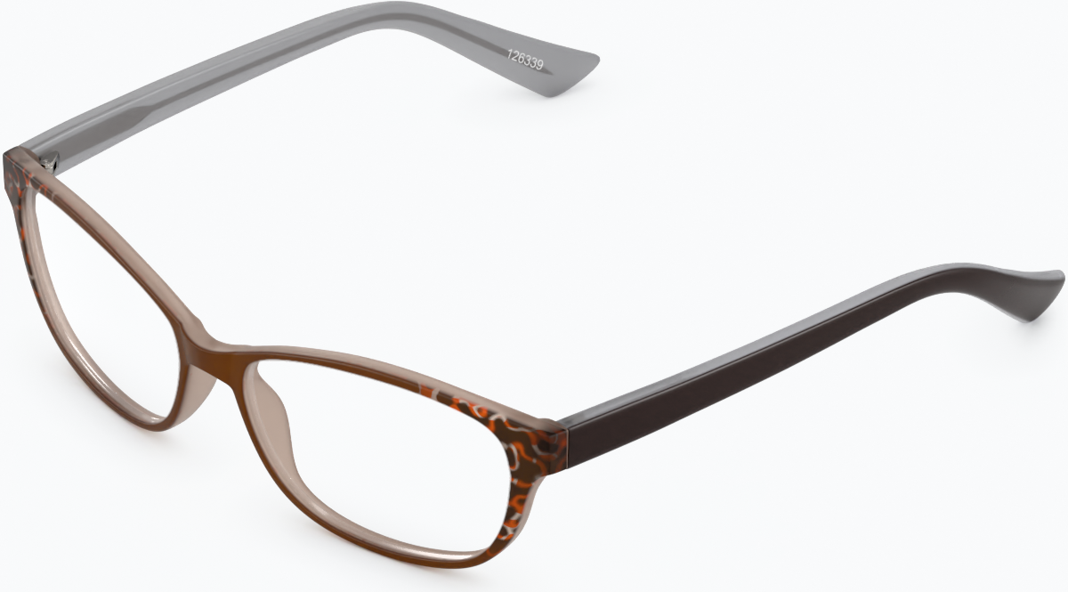 Angle view of Oval Glasses 126339 in Brown thumbnail