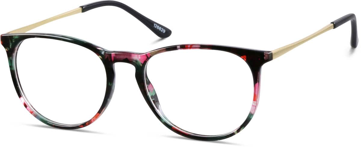 Angle view of Round Glasses 126629 in Floral