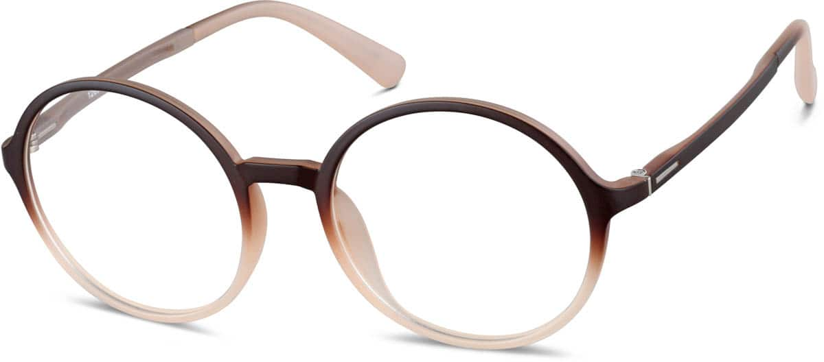 Angle view of Round Glasses 126915 in Brown