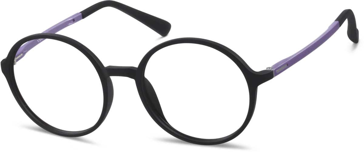 Angle view of Round Glasses 126921 in Black