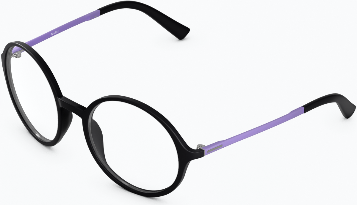 Angle view of Round Glasses 126921 in Black/Purple thumbnail