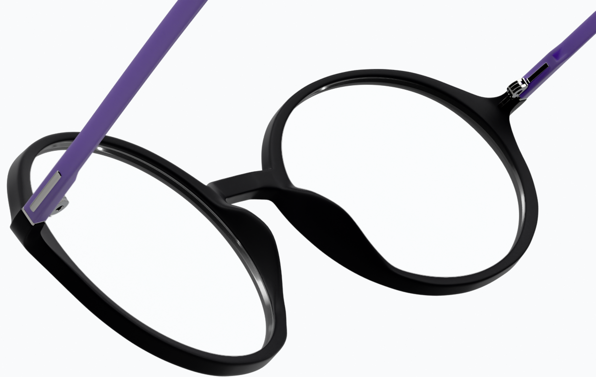 See-through view of Round Glasses 126921 in Black/Purple thumbnail