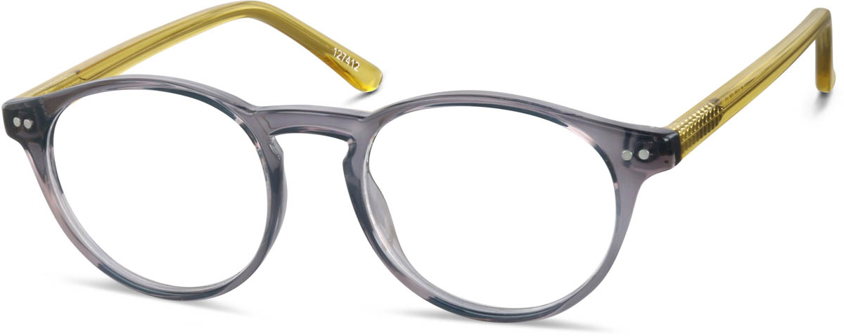 Zenni Preppy Round Prescription Glasses Gray Tortoiseshell Plastic Full Rim Frame