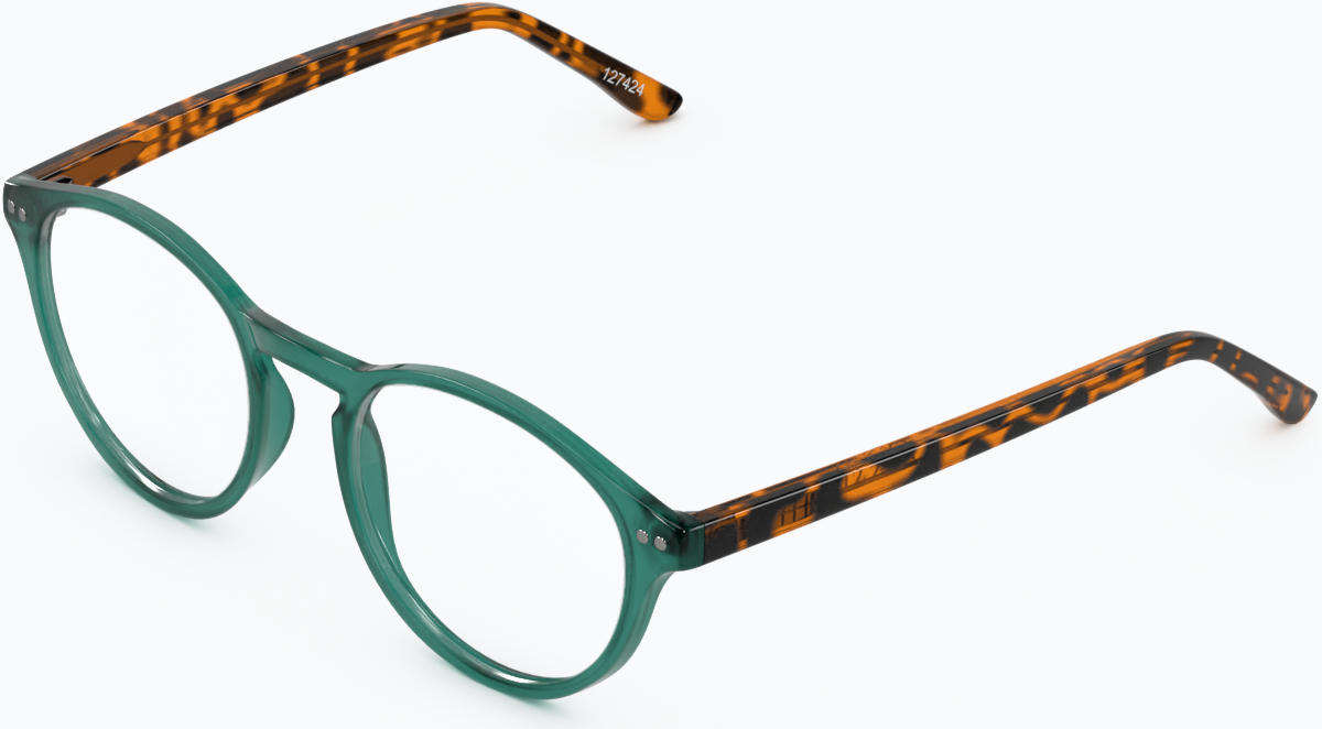Angle view of Round Glasses 127424 in Emerald thumbnail