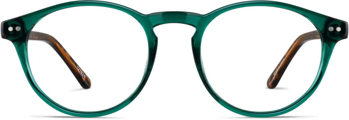 Front view of Round Glasses 127424 in Emerald