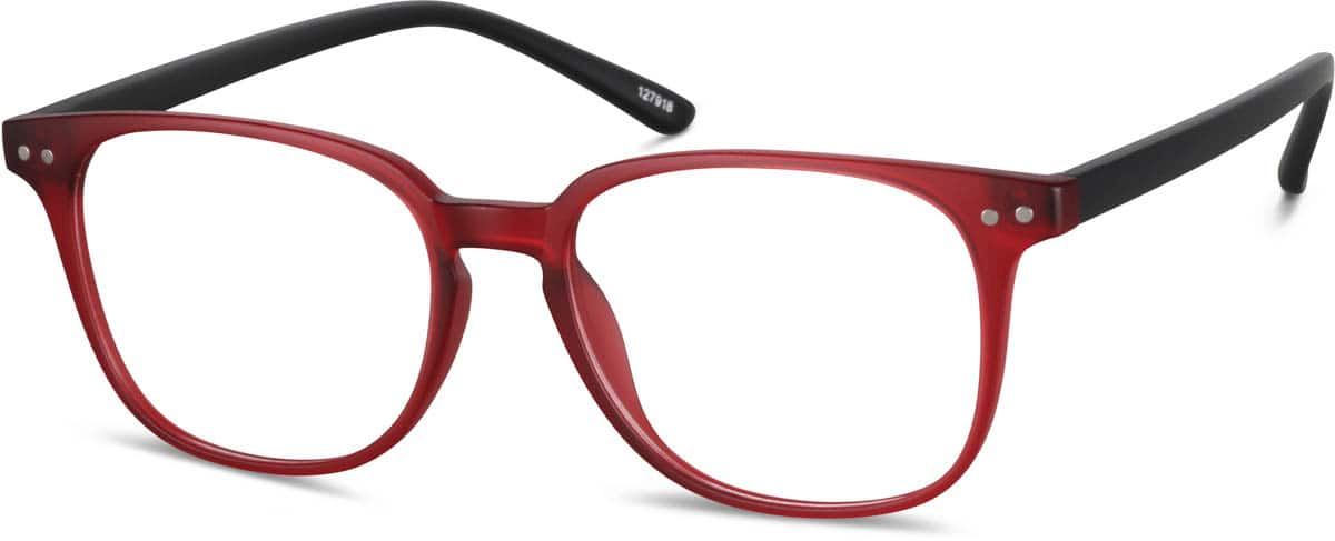 Angle view of Square Glasses 127918 in Red