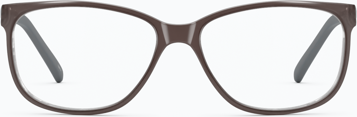 Front view of Rectangle Glasses 128012 in Brown thumbnail