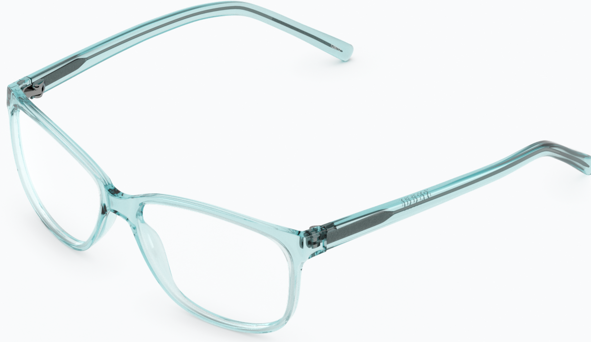 Angle view of Rectangle Glasses 128016 in Blue thumbnail