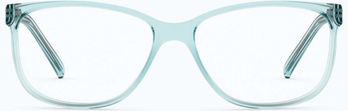 Front view of Rectangle Glasses 128016 in Blue thumbnail