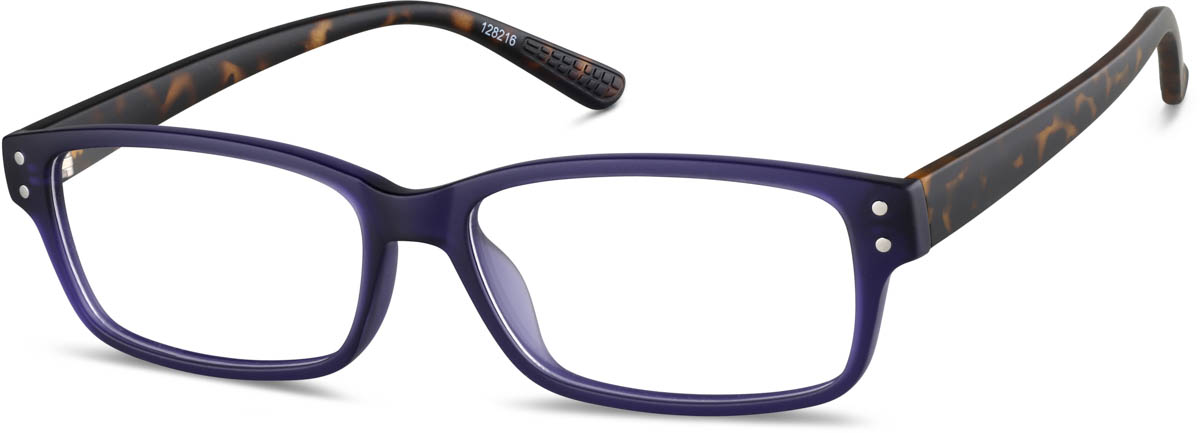 Zenni Rectangle Prescription Glasses Blue Tortoiseshell Plastic Full Rim Fr
