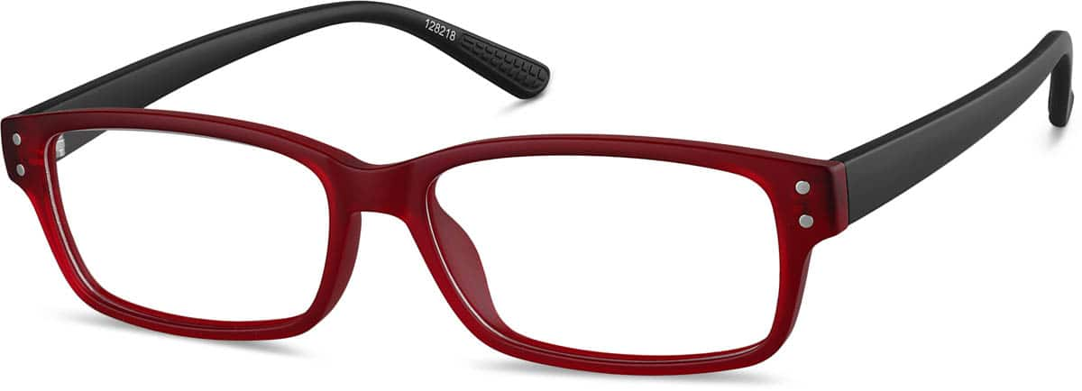 Angle view of Rectangle Glasses 128218 in Red