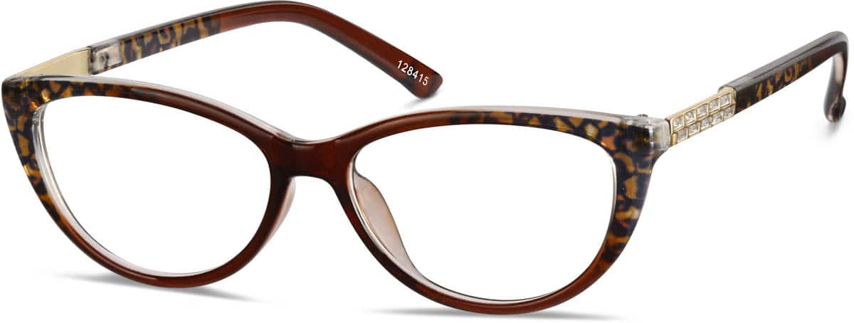 Angle view of Oval Glasses 128415 in Brown