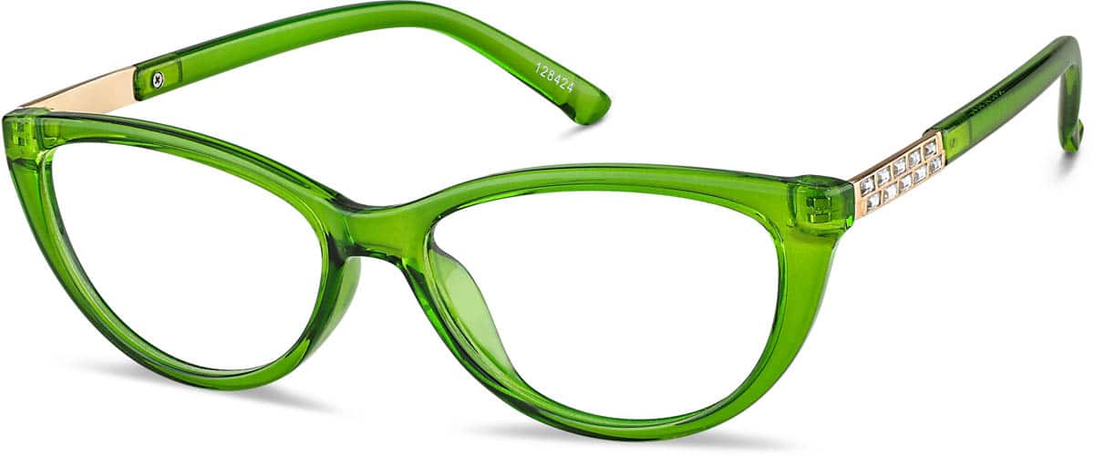 Angle view of Oval Glasses 128424 in Emerald