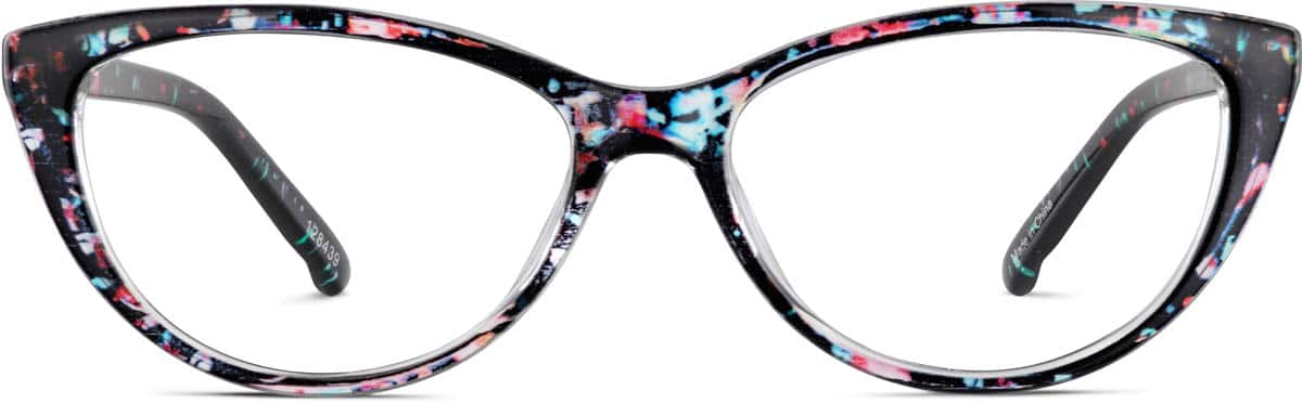 Front view of Oval Glasses 128439 in Black Floral