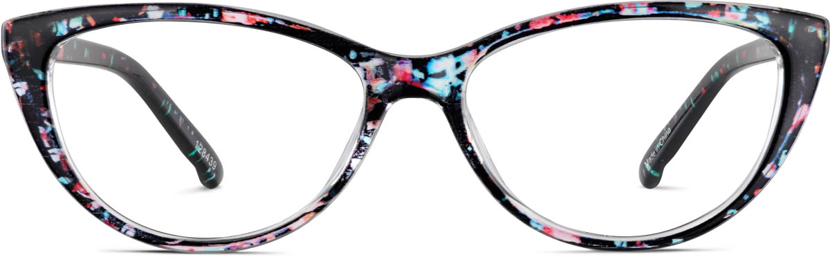 Black Floral Cat-Eye Glasses