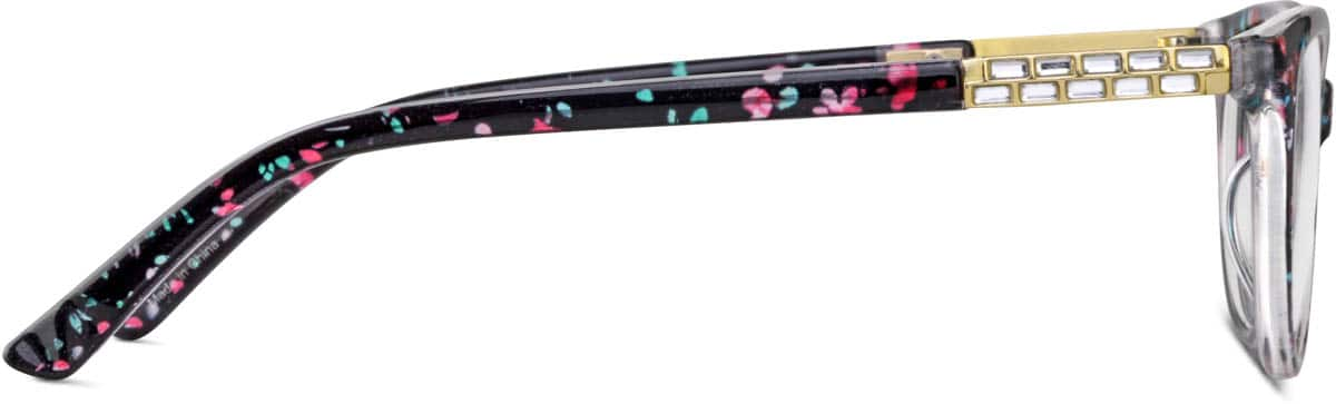 Side view of Oval Glasses 128439 in Black Floral